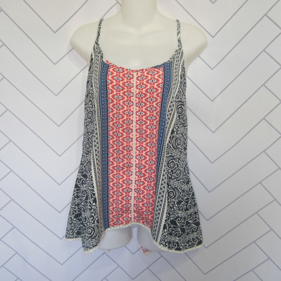 Japna Tops - Super Cute BOHO Chemise Tank with Crochet Detail L